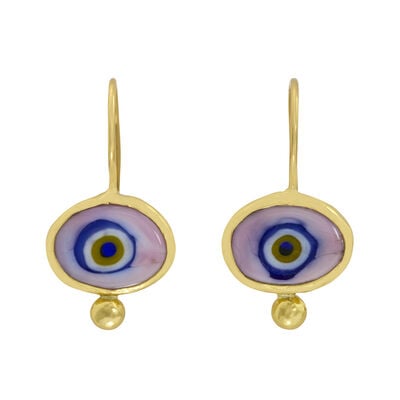 Pink evil eye earrings by Ottoman Hands
